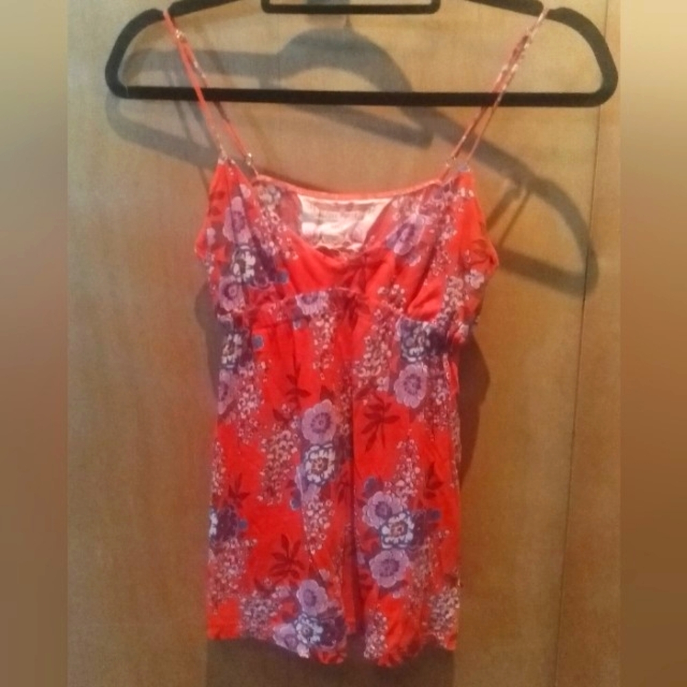 Free People Floral Camisole - Red and Purple, Size Medium